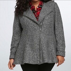 Torrid Grey Front Zip Peplum Tweed Jacket - Size 22/24 (3)